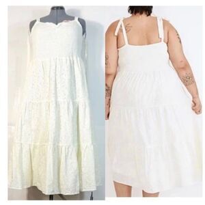Madewell NWT Sz 3X Lighthouse Eyelet Lucie Tie-Strap Tiered Midi Dress